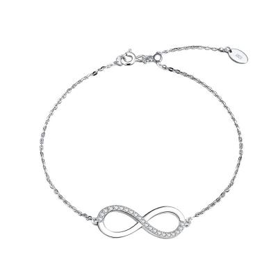 China Fashion Plated Women White Gold S925 Sterling Silver Infinity Lovely New Arrival Delicacy Bracelet for sale