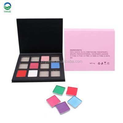 China 2021 New 12 Color Glitter Eyeshadow Cosmetic Palette Waterproof Custom Eyeshadow Makeup for sale