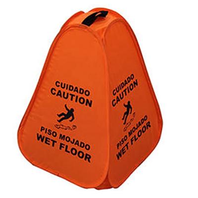 China Water Proof Caution Floor Tent Warning Sign Polyester Material Foursided And Fluorescent Orange In Hotel for sale