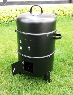 China Easily Collected Smokeless 3 in1 Charcoal BBQ Grill Smoker 3 Layers Tower Vertical Barrel Charcoal BBQ Grill Smoker for sale