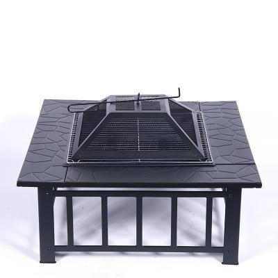 China Stored 32 Inch Outdoor Square Garden Stove Metal Pit Firepit Metal Fire Pit Stored Wood Burning Pit for sale