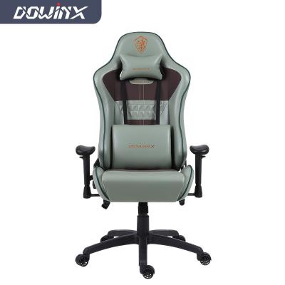 China Bean Paste Green Fresh Color High Quality Leather Surface (Waist) Adjustable Gaming Chair With Waist Pillow for sale