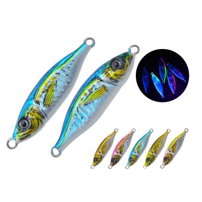 China 20g/30g/40g/60g/80g Metal Small Jack Metal Addiction Slow Fishing Metal Jig 3D Printing Lure Jig Luminous Micro Lure for sale