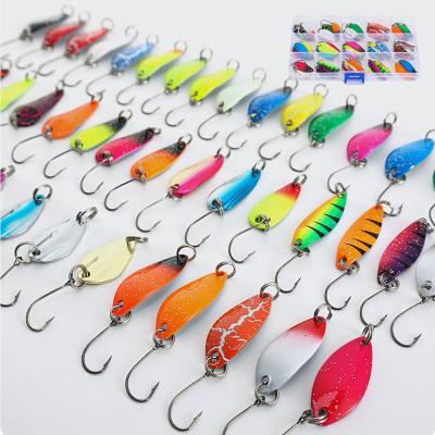 China 43pcs/12pcs Metal Mixed Colors Fishing Lure Metal Set Spoon Metal Lure Kit Hard Bait Bass Trout Artificial Lure Fishing Spoon for sale