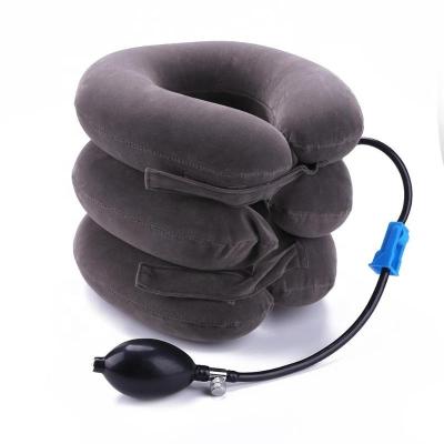 China Flannel Air Core Neck Traction Relive Pain Collar Inflatable Cervical Device Neck Support Traction Pillow for sale