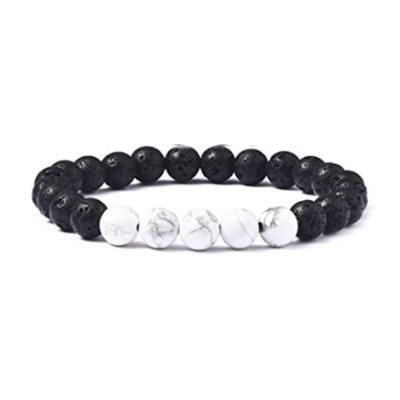 China Amazon FASHION Hot Selling Natural Healing Balance Bead 5 White Turquoise Lava Rock Stone Beaded Bracelets for sale