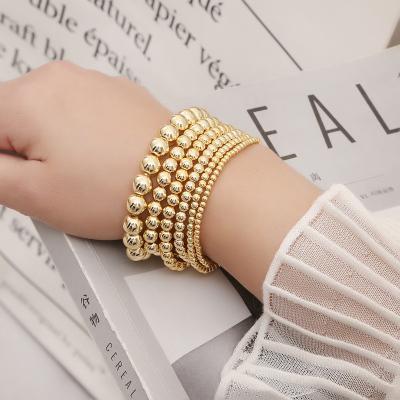 China Wholesale Cute Women's Elastic 2 4 6 8 10 Mm Gold Plated Round Hematite Beaded Bracelet for sale