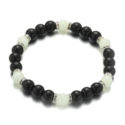 China Jane Eyre Wholesale Fashion Cheap Trendy Black Agate Beaded Luminous Beads Bracelets for sale