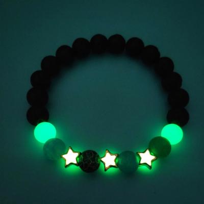 China Jane Eyre Wholesale Hot Sale Daily 8mm Volcanic Stone Beaded Star Luminous Bracelets for sale