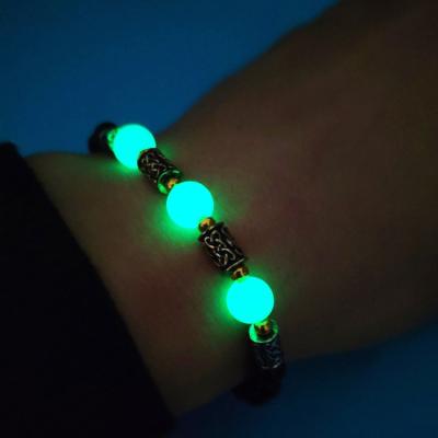 China Jane Eyre Wholesale Retro Cylindrical Daily 6mm Agate Beaded Luminous Yoga Bracelets for sale