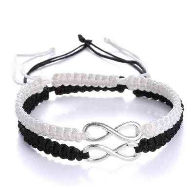 China Wholesale Custom Casual/Sporty Cheap Adjustable Handmade Weave Fashion Infinity Charms Braided Rope Bracelets For Lovers Gift Jewelry for sale