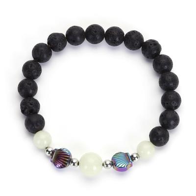 China Daily Manufacturers Wholesale Elastic Beaded Hematite Shell Bead Luminous Volcanic Stone Color Bracelet for sale