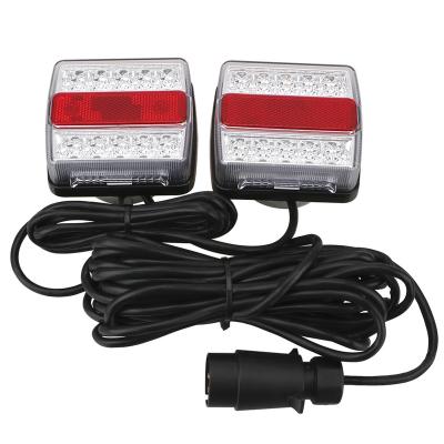 China ABS+led 1 Set Trailer Tail Light Kit 12V 16 LED Rear Brake Indicator Reflector Magnetic Powerful License Plate Magnet Easy Fit for sale