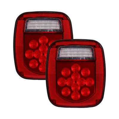 China 39 Colors Red+White LED Dual Trucks Tail Light Brake Reverse Turn Signal Light For Jeep Wrangler TJ CJ 76-06 for sale