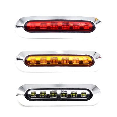 China Lorry Trailer Caravan Clearance Lights Car Bus Truck Auto Tail Light Beacon Side Beacon Cover 12V-24V 6LED Chrome ABS+ PMMA Tail Light for sale