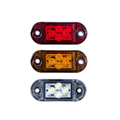 China Waterproof ABS 12V 24V LED 2.5 Inch 4 Inch Diode Clearance Trailer Truck Side Marker Light Oval Lamp for sale