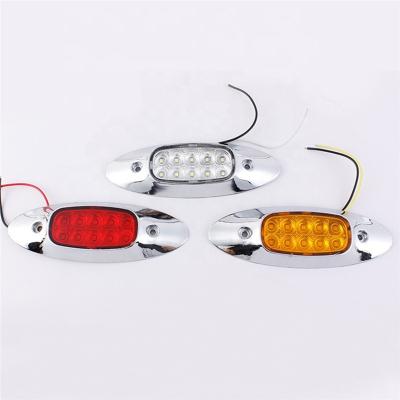 China ABS 10LED Truck Side Beacon Light Trailer Turn Stop Lamp Oval Chrome Rear Oval Waterproof for sale