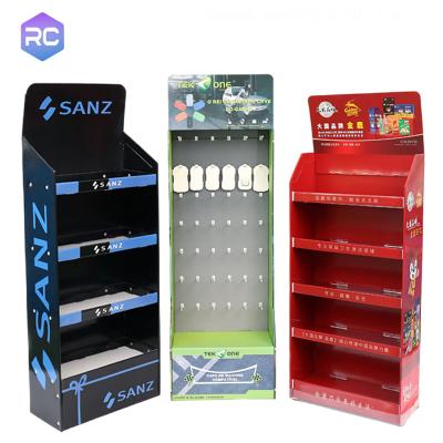 China Retail Cardboard Display Stand Foshan Factory Cardboard Floor Display Paper Stand Custom Advertising Rack for sale