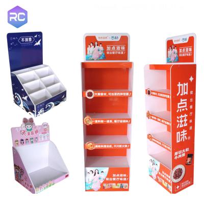 China Cardboard Display Rack Supermarket Advertising Foldable Flooring Rack Display Cardboard Candy Chevron Panel Product Store Shelf Display Rack for sale