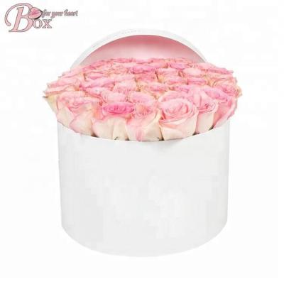 China Custom Flower Gift Packaging Box Beauty Paper Flower Gift Box Flower Rose Round Lids Wedding Flower Box for sale