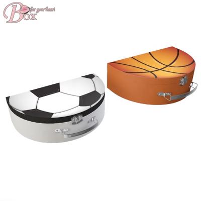 China Mini Handle Handmade Football Suitcase Basketball Paper Gift Cardboard Kids Sports Suitcase Box for sale