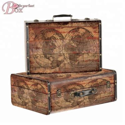 China Handmade Flower Suitcase Paper Handle Box Mini Cardboard Gift Cardboard Children Suitcase Box for sale