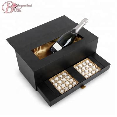 China Handmade Custom Wine Package Cardboard Box Gift Glass Wrapping Paper Boxes Wholesale Drawer Wine Gift Box for sale