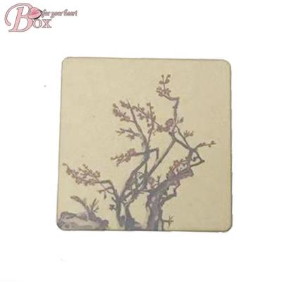 China Vintage Kitchen Table Mat Porcelain Landscape Painting Custom Mug Eco-Friendly Sustainable Design Wooden Table Coasters For Beverage for sale