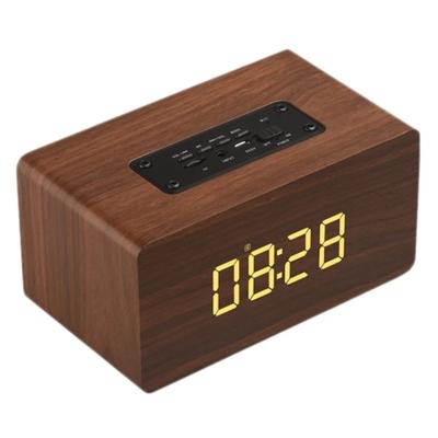 China Bass Fm Clock Alarm Tf Karoke Home Theater Alarm Super Surround Portable System Sound Amplifiers Wooden Loud Speakers for sale