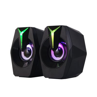 China LED Blinking Light Visual RGB Professional Audio Lighting Aux Audio Subwoofer. Computer Table Surround Mini Super Bass Dual Sound Speaker for sale