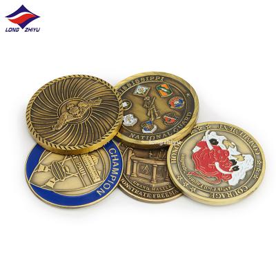 China Europe Challenge Coin Maker Longzhiyu 17years Custom Antique Copper Commemorative Coins Wholesale Empty Gold Coins for sale