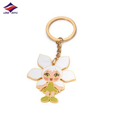 China Wholesale Longzhiyu metal children anime character keychains flower enamel professional custom keychains factory metal keychains anger for sale