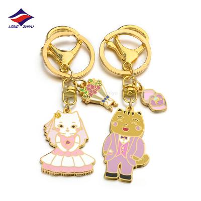 China Longzhiyu 17years Metal Manufacturer Anime Metal Key Chains Enamel Cat Smile Key Chains Wholesale Cute Custom Made Face Animal for sale