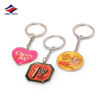 China Wholesale Custom Fancy Cartoon Heart Key Chains Epoxy Longzhiyu Photo Printing Key Chain Factory Metal Key Chains for sale