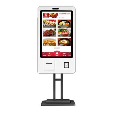 China Self Service Query Touch Screen Self Service Barcode Scanner POS System All In One Kiosk Fast Food Self Ordering Kiosk for sale