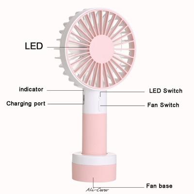 China With New Mini USB Fans Silicone Small Cyclone A4 Portable Handheld Low Fan Bass Fan LED Colorful Lamp Portable Bass Fan for sale