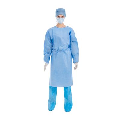 China Level 3 SMS Medical Disposable Non Woven Isolation Gown Blue for sale