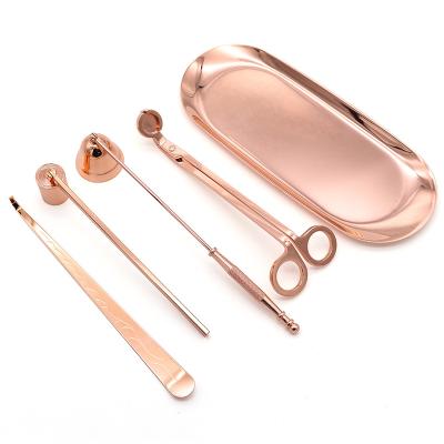 China Household Portable Hot Selling Black Stainless Steel Candle Accessory Set 5 In 1 Candle Care Kit Candle Wick Snuffer Trimmer for sale