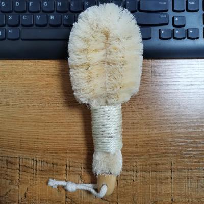 China EXFOLIATE Long Handle Private Label 100% Vegan Natural Sisal Wood Bristle Dry Body Brush for Women and Men for sale