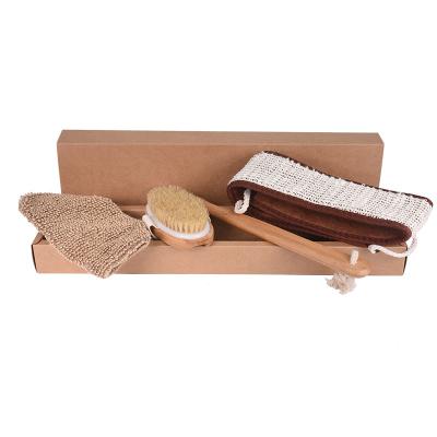 China All Natural 3 PCS Body Scrubber Canvas Bath Scrubber Shower Bath Cleaning Brush Natural Glove for sale