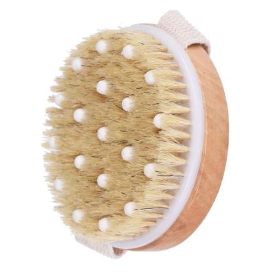 China All Natural Wholesale Around Natural Wooden Body Wash Bath Bristle Body Massage Dry Brush for sale