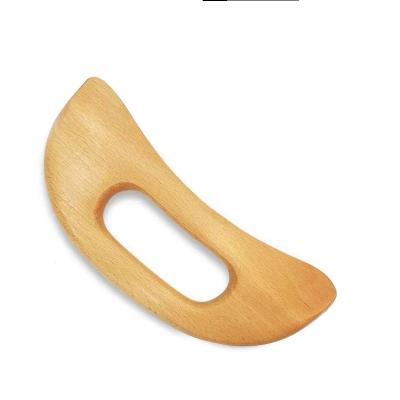 China Universal Natural Beech Wood Massage Gua Sha Scraping Board Crescent Simple Wood Scraping Board Tool Eco-friendly for sale