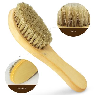 China Custom Portable Hand Bristle Wooden Boot Hand Held Shoe Washing Polish Shoe Shine Brush for sale