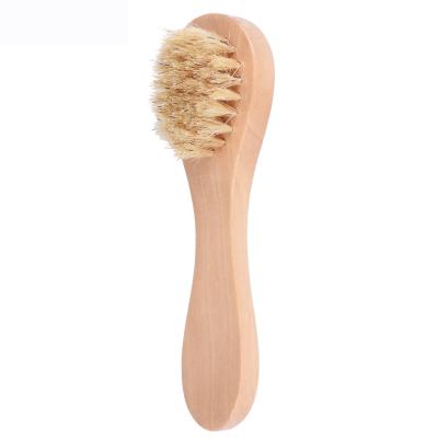 China For Home Use Natural Wood Handle Soft Boar Hair Exfoliating Massage Facial Cleansing Brush for sale