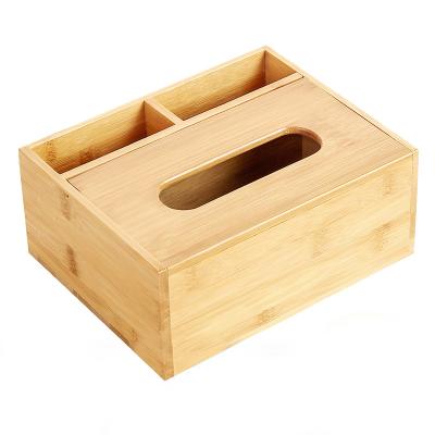 China Eco-Freindly Household Storage Box Mobile Phone Towel Tissue Holder Bamboo Wooden Desktop Box for sale