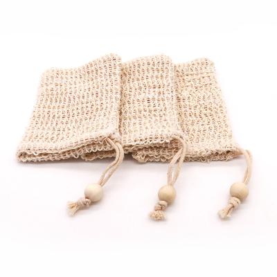 China 100% Eco-friendly Recycled Natural Biodegradable Hemp Sisal Soap Savers Mesh Bag With Pouch Holder for sale