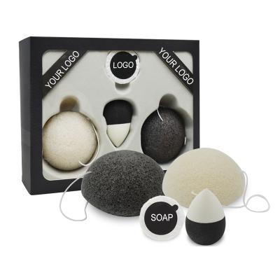 China Facial Makeup Sponge Customized 3pcs Combination Packaging Random Sponge Set Face Makeup Konjac Cleansing Clean Sponge Set For Business Gift for sale