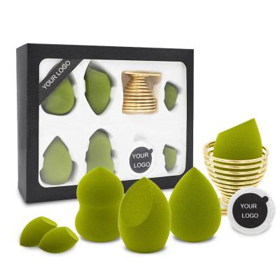 China 6pcs/set Facial Sponge 6+2 Makeup Sponge Set Beauty Cosmetic Puff Blender Set With Concealer Brush Cleansing Sponge Soap Holder for sale