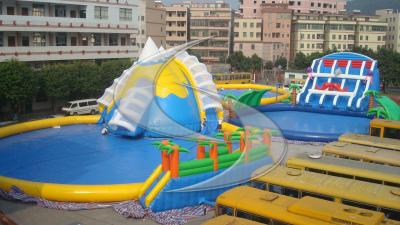 China Inflatable water park / inflatable pool park giant slide air tight pvc tarpaulin for sale