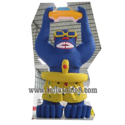 China advertising inflatable gorilla with swimming ring model with custom words printing for sale